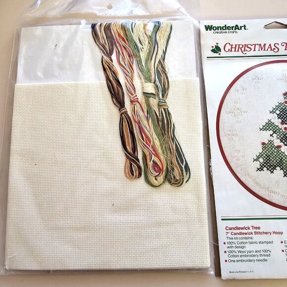 Janlynn Christmas Cross Stitch Musical Bell '91 Wonderart Candlewick Tree 2pk - Picture 8 of 9